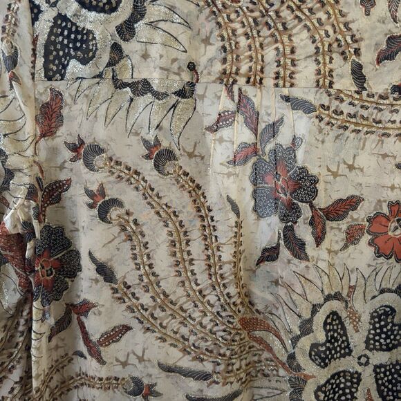 Diane Von Furstenberg Womens Sheer Blouse Silk 10 Brown Floral Romantic Bohemian - Picture 8 of 9